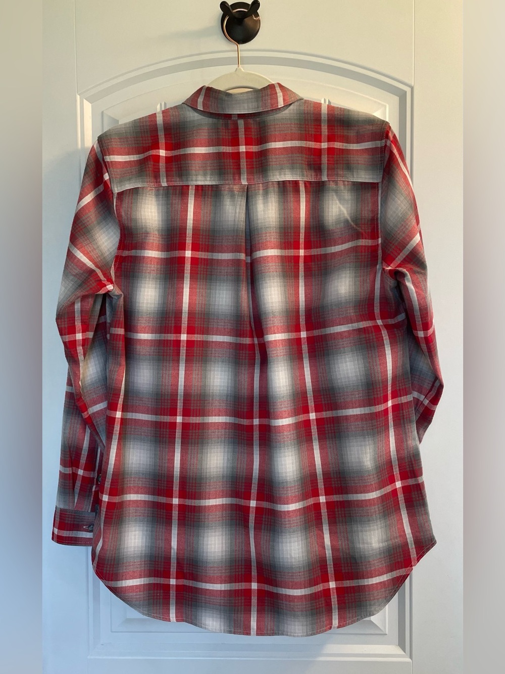 Eddie Bauer Red Gray Plaid Button-Down Shirt - Picture 3 of 5